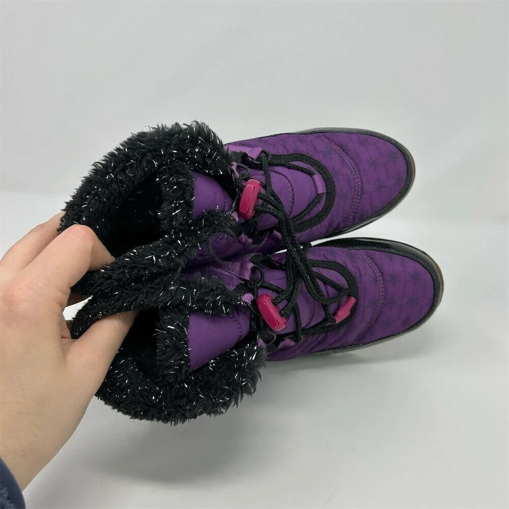 Sorel Disney Frozen 2 Whitney Short Girls Snow Boots Purple Glitter Elsa Size 6